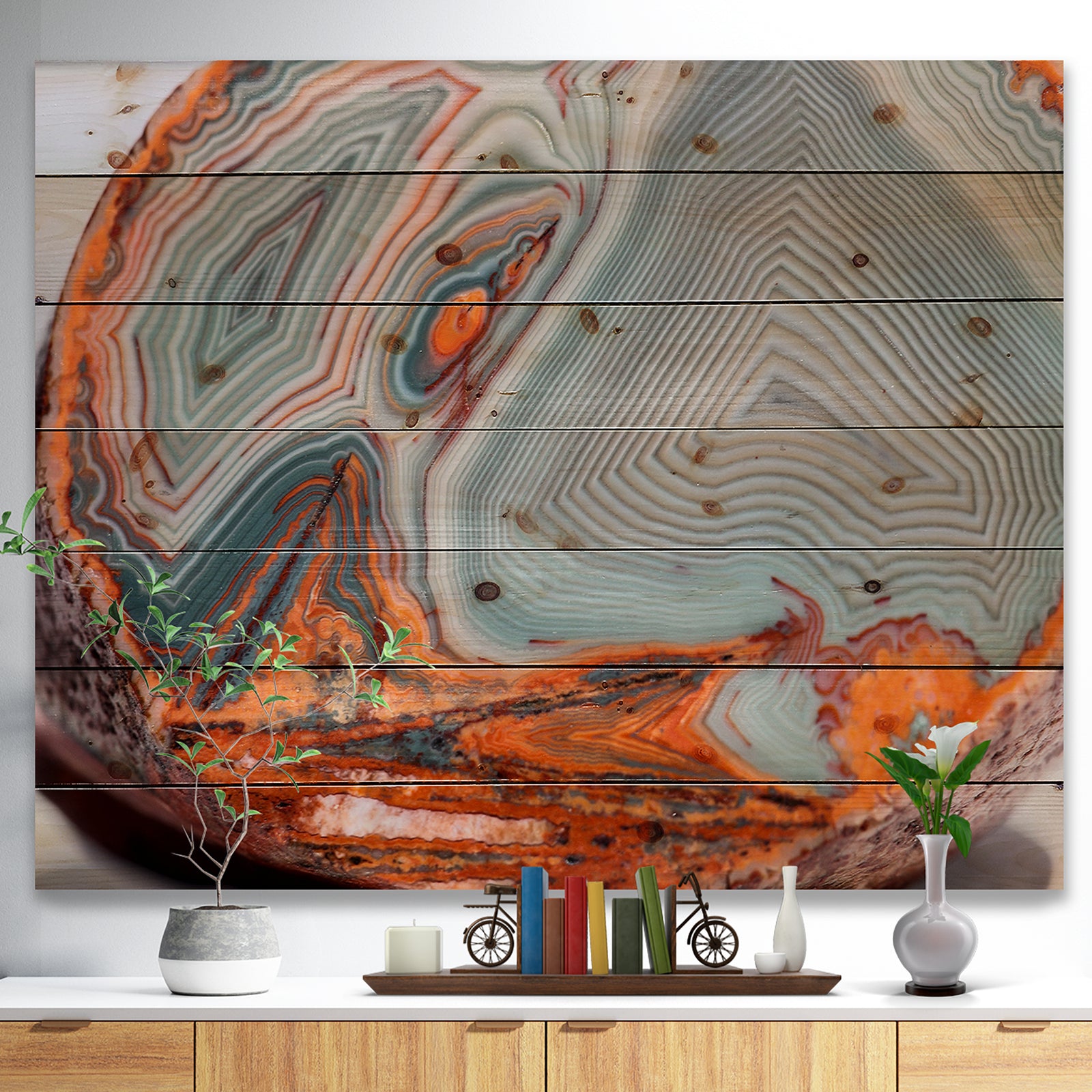 Beautiful Lake Superior Agate - Abstract Print on Natural Pine Wood