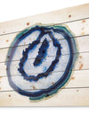 Slice of Beautiful Blue Agate - Abstract Print on Natural Pine Wood Print