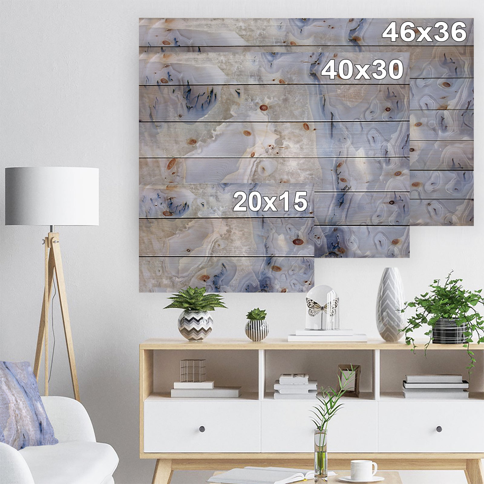 Agate Stone Background - Abstract Print on Natural Pine Wood