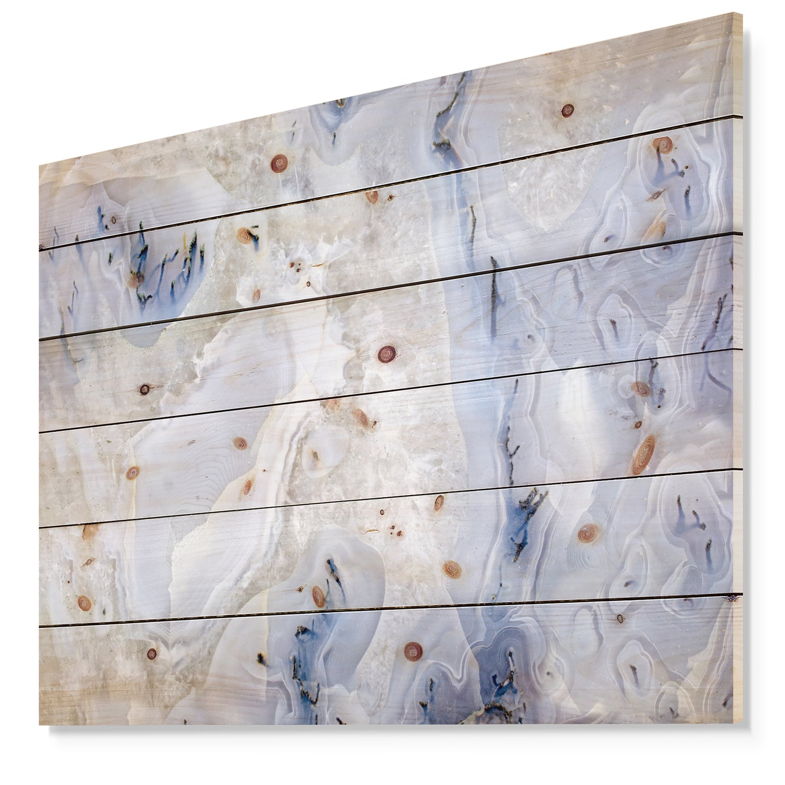 Agate Stone Background - Abstract Print on Natural Pine Wood