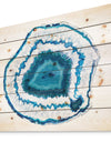 Blue Agate Crystal - Abstract Print on Natural Pine Wood