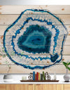 Blue Agate Crystal - Abstract Print on Natural Pine Wood