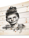 Double Exposure Woman With Hair - Portrait Print on Natural Pine Wood