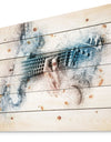 Man Playing A Guitar Watercolor - Contemporary Print on Natural Pine Wood