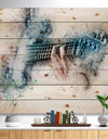 Man Playing A Guitar Watercolor - Contemporary Print on Natural Pine Wood