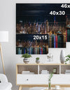 New York Midtown Night Panorama - Print on Natural Pine Wood