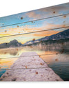 Bled With Lake in Winter Slovenia - Bridge Print on Natural Pine Wood