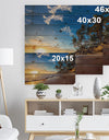 Paradise Tropical Island Beach Sunrise - Seashore Print on Natural Pine Wood