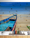 Long Tail Boat Stand at the Beach - Seashore Print on Natural Pine Wood