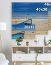 Long Tail Boat Stand at the Beach - Seashore Print on Natural Pine Wood