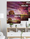 Magic Night with Colorful Clouds - Landscape Print on Natural Pine Wood