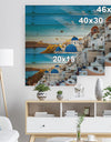 Beautiful Santorin Houses Greece - Cityscape Print on Natural Pine Wood