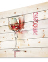 Red Wine on White Background - Contemporary Print on Natural Pine Wood