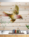 Nice Flight of Lovely Green Bird - Animal Print on Natural Pine Wood