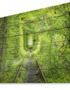 Forest around Rail Way Tunnel - Landscape Print on Natural Pine Wood