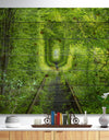 Forest around Rail Way Tunnel - Landscape Print on Natural Pine Wood