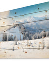 Sunny Morning in Mountains - Landscape Print on Natural Pine Wood