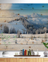 Sunny Morning in Mountains - Landscape Print on Natural Pine Wood
