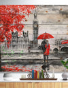 Couples Walking in London - Landscape Print on Natural Pine Wood