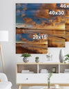 Colorful Sunset on the Beach - Landscape Print on Natural Pine Wood