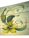 Yellow Fantasy Flower - Floral Print on Natural Pine Wood