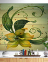 Yellow Fantasy Flower - Floral Print on Natural Pine Wood