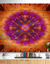 Floral Infinity Design in Orange - Floral Print on Natural Pine Wood