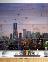 Minato Mirai Yokohama at Twilight - Cityscape Print on Natural Pine Wood