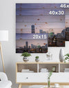 Minato Mirai Yokohama at Twilight - Cityscape Print on Natural Pine Wood