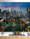 Bangkok City Skyline - Cityscape Print on Natural Pine Wood