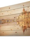 Hungarian Parliament Panorama - Cityscape Print on Natural Pine Wood