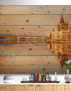 Hungarian Parliament Panorama - Cityscape Print on Natural Pine Wood