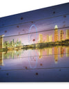 Singapore Skyline and Blue Sky - Cityscape Print on Natural Pine Wood
