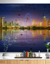 Singapore Skyline and Blue Sky - Cityscape Print on Natural Pine Wood