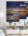Singapore Skyline and Blue Sky - Cityscape Print on Natural Pine Wood