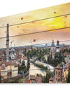 Verona at Sunset in Italy - Cityscape Print on Natural Pine Wood