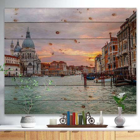 Santa Maria Della Salute - Cityscape Print on Natural Pine Wood