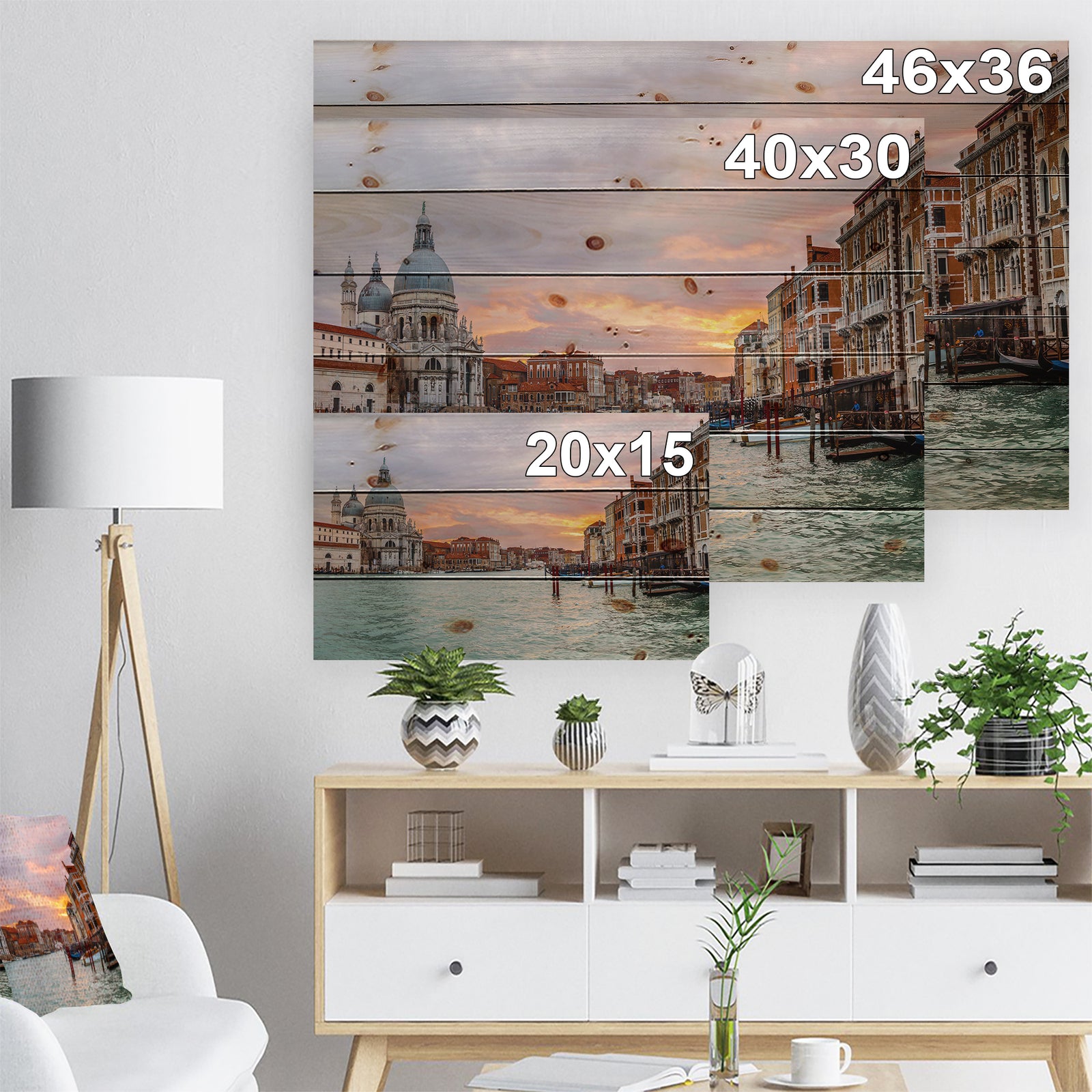 Santa Maria Della Salute - Cityscape Print on Natural Pine Wood
