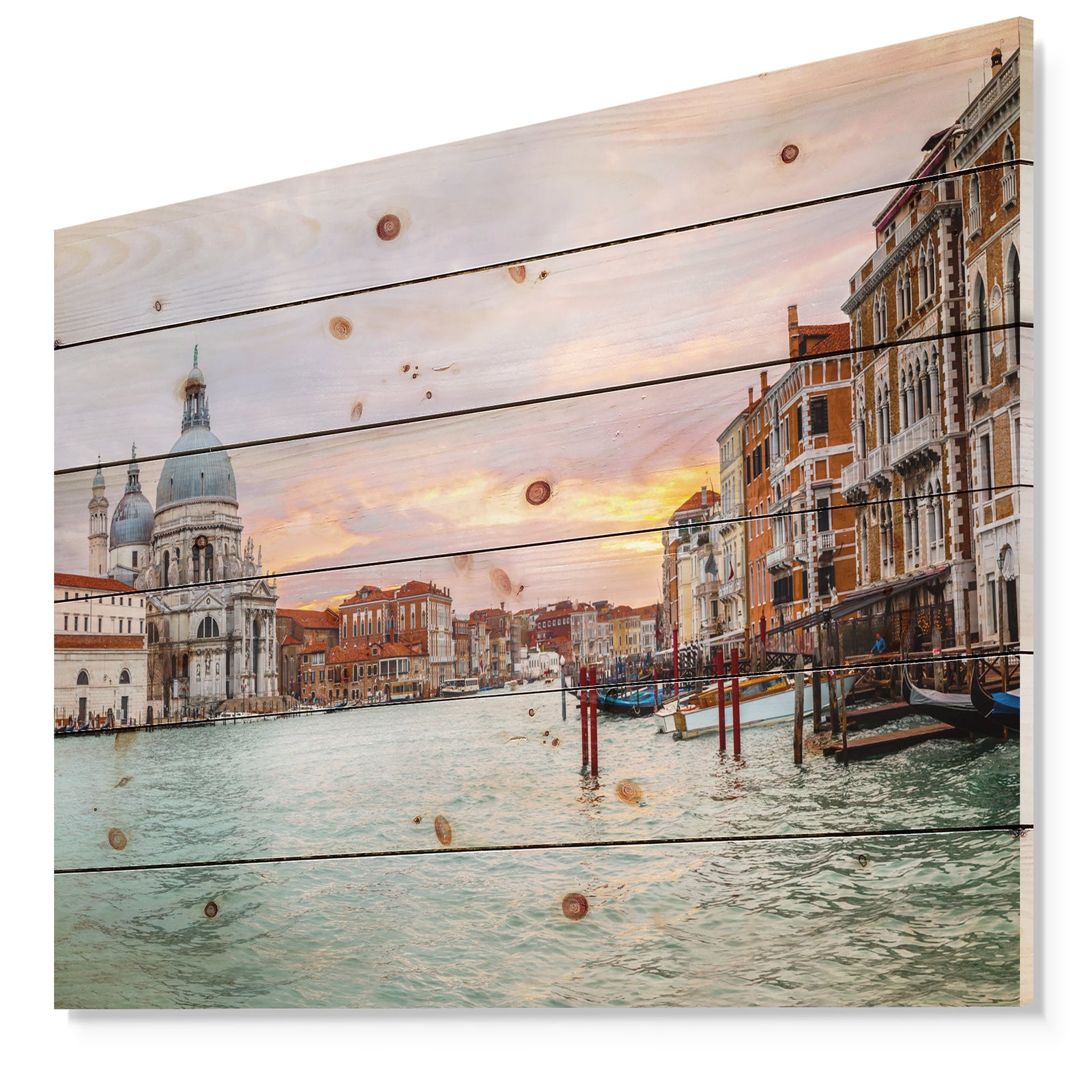Santa Maria Della Salute - Cityscape Print on Natural Pine Wood