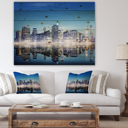 Skyscraper on New York City - Cityscape Print on Natural Pine Wood