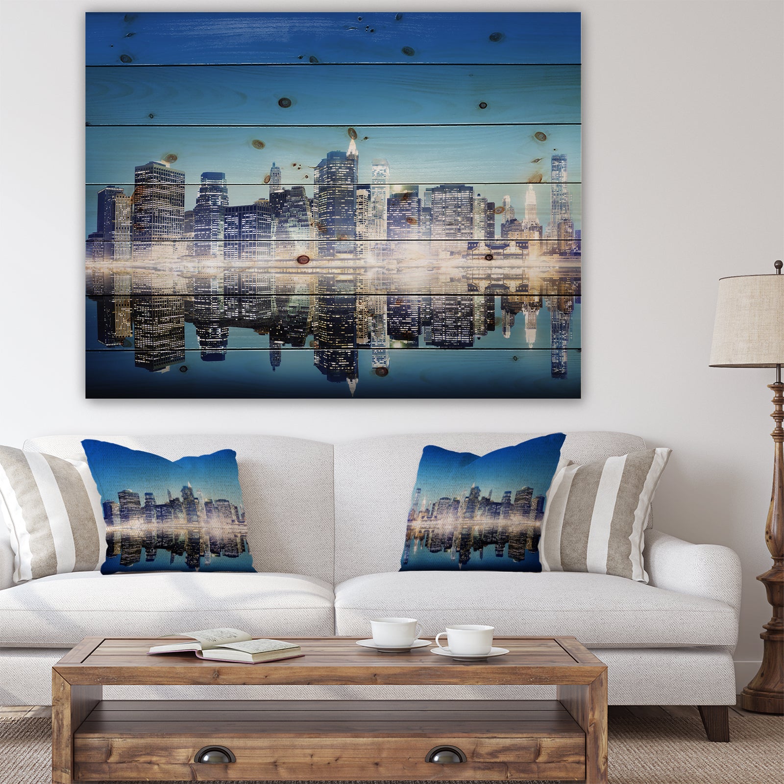 Skyscraper on New York City - Cityscape Print on Natural Pine Wood