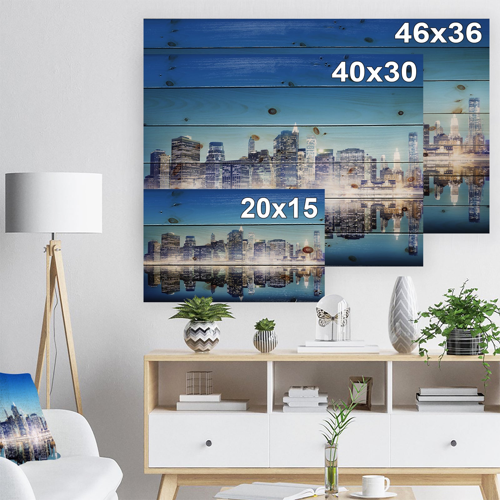 Skyscraper on New York City - Cityscape Print on Natural Pine Wood