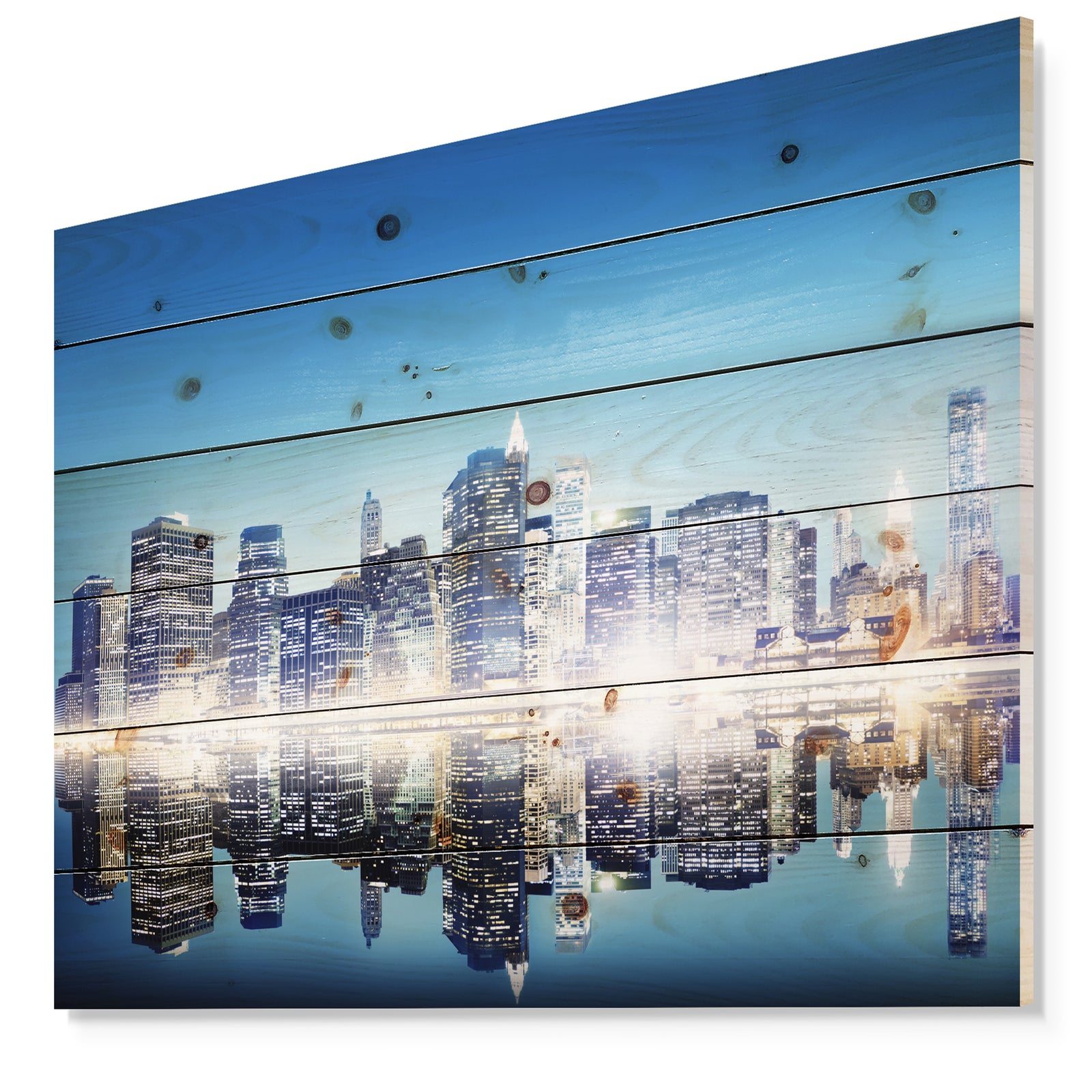 Skyscraper on New York City - Cityscape Print on Natural Pine Wood