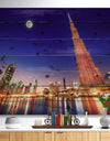 Burj Khalifa Night Landscape - Cityscape Print on Natural Pine Wood
