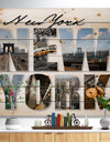 New York City Graphic Montage - Cityscape Print on Natural Pine Wood