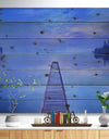 Jetty at Blue Dawn Panorama - Bridge Print on Natural Pine Wood