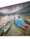 Boats near Pokhara Lake - Boat Print on Natural Pine Wood