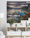 Boats near Pokhara Lake - Boat Print on Natural Pine Wood