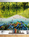 Boats in the Lake Pokhara Nepal - Boat Print on Natural Pine Wood