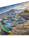 Colorful Boats in Pokhara Lake - Boat Print on Natural Pine Wood